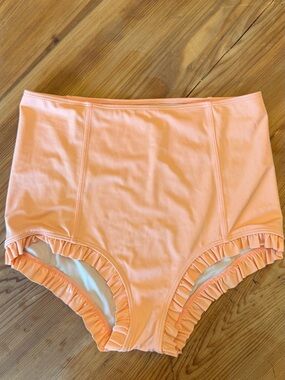 Kortni Jeane Peach Swimwear Bottom with Ruffle Trim
